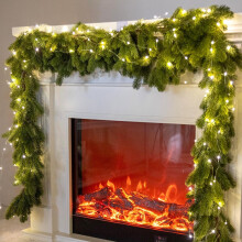 TETOU6FT Künstliche Weihnachtsgirlande mit LED-Lichtern, künstlichen Tannennadeln für Kaminsims, Kamin, Innen-/Außenbereich – Kompatibel mit