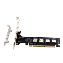 CY PCI-Express4.0PCIE16x Inbhainte le Ceithre Oculink SFF-8612SFF-8611Inmheánach VROC Raid0Adapter le haghaidh Duga Cárta Grafaicí Seachtrach