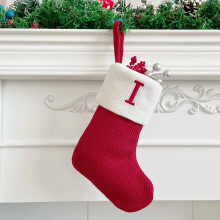 Șosete de Crăciun TETOU, mici brodate cu litere, tricotate, agățate, decor de Crăciun, roșii