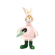Lachende paashaas van hars, 13 cm (5,12 inch) vrolijke tafeldecoratie – schattig lente- en paasornament