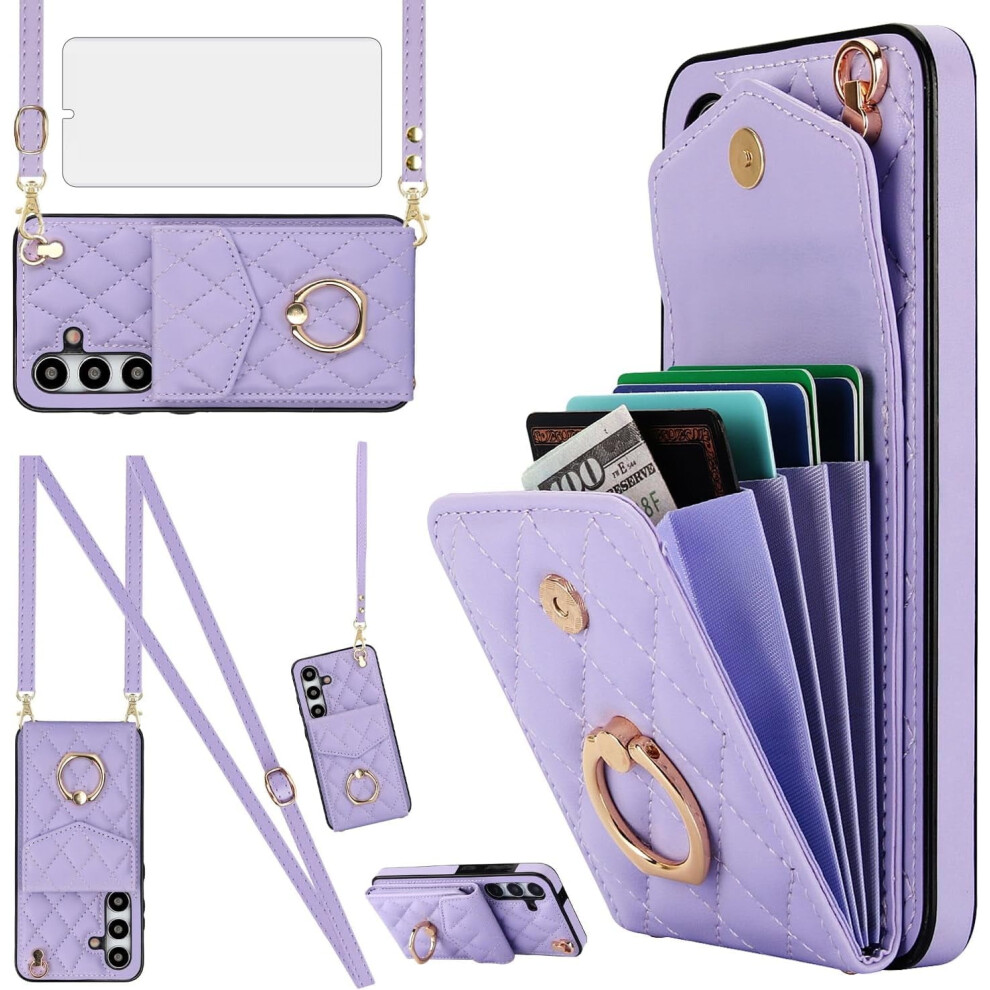 Galaxy S24+ 5G Wallet Case With Tempered Glass, Wrist Strap, Ring, Rfid-Blocking Card Holder Â Compatible With S24 Plus 9028731242293