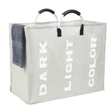 Opvouwbare waszak met 3 vakken, opvouwbare wasmand, duurzame Oxford-stof, draagbare kledingsorteerder met aluminium handvat.