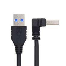 Cabo de dados USB 3.0 Tipo A macho em ângulo de 90 graus para 3.0 Tipo A macho reto, 40 cm