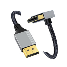 CY100cm felfelé ferde DisplayPort DP-DP kábel4K60Hz kábel ezüst hüvely Ultra-HD UHD90Degree asztali laptop monitor grafikus kártyához