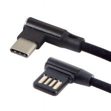 Cabo de dados CY USB-C 3.1 Tipo C para USB 2.0 com ângulo de 90 graus para esquerda e direita, com capa protetora, para tablets e celulares, 15 cm
