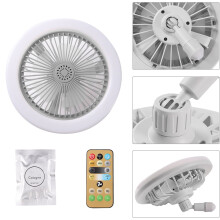 Ventilatore da soffitto con luce integrata 2 in 1 E27, plafoniera trasparente con aromaterapia, ventilatore con luce, telecomando e timer.