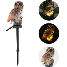Tuinverlichting op zonne-energie, tuinverlichting op zonne-energie voor buiten, waterdichte LED-tuinverlichting op zonne-energie met uilmotief (bruin)
