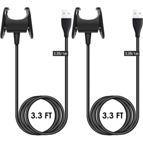 Καλώδιο φορτιστή συμβατό με Fitbit Charge3/Charge4, 2 τεμάχια καλώδιο φόρτισης USB 3,3 ποδιών