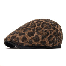 Unisex ženy muži leopardí potlač novinár kačací zobák plochý klobúk golf vodič taxikár Ivy šiltovka