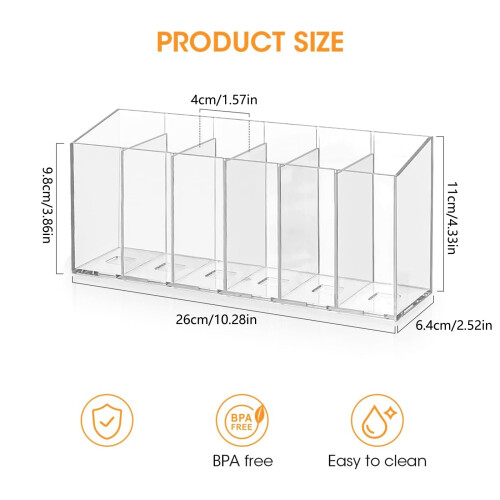 Clear 6 Section Kitchen Storage Container Removable Dividers Customizable Space for Countertop Organization 2