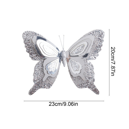Butterfly Christmas Ornament Silver White 3D Set 2