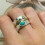 925 Silver Plated Turquoise Ring Women Size 6-13 6