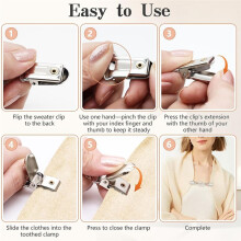 4 Elegante Taillenmieder-Clips für Damen - Kleider-Rückenmieder und Pullover-Clips in Gold und Silber