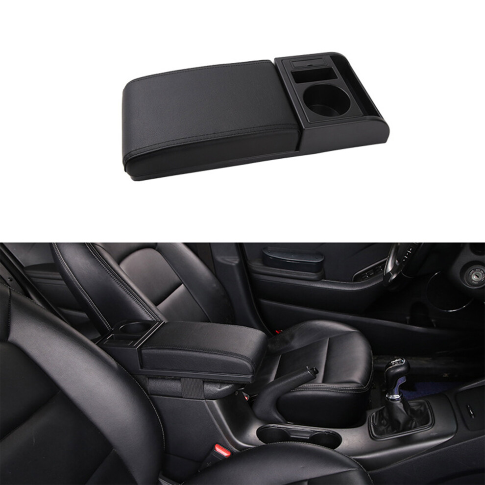 ( Line, Flat) Car Armrest Pillow W/ Cup & Phone Holder, Usb Port Black 6001832449177
