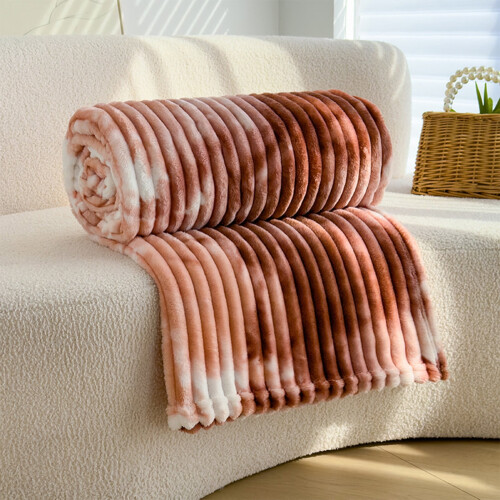 Velvet Blanket Polyester Striped 100x150cm Orange 1