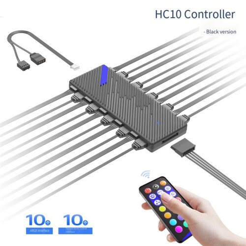 ARGB PWM Fan Hub RGB 5V 3-Pin Sync Controller per Ventole per Case PC con Controllo Della Temperatura per Ventole per Computer Desktop A 2