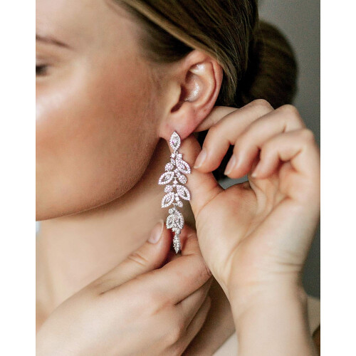 Σκουλαρίκια με κρεμαστά κοσμήματα Radiant Bridal: Λάμψη με στρας από κρύσταλλο CZ, 1
