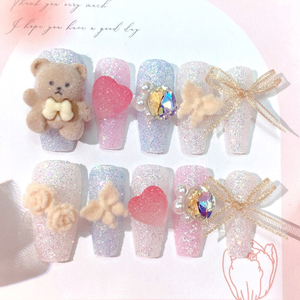 Dcph-Clothing Glitter Fake Nails - Unbreakable & Stylish For Manicure