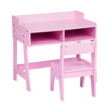 2Pcs Kids Desk and Chair Set Children Study Table w/ Storage