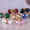 Ear Studs Cubic Zirconia Round White Silver 1 Pair 3