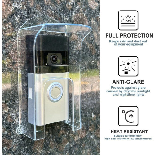 Capa protetora transparente de plástico para campainha, adequada para modelos Ring, à prova d'água e com proteção contra chuva. 1