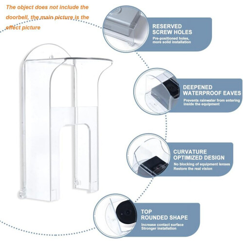 Capa protetora transparente de plástico para campainha, adequada para modelos Ring, à prova d'água e com proteção contra chuva. 2