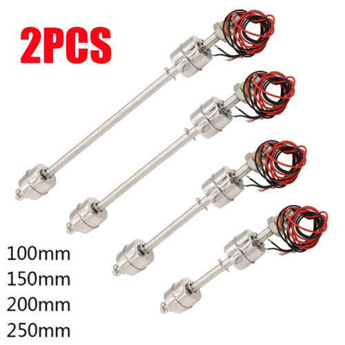 2PC Liquid Water Level Sensor Stainless Steel Double Ball Float Switch Tank Pool 2