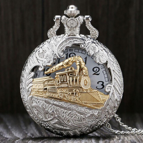 Colar com pingente vintage de relógio de bolso de quartzo 1