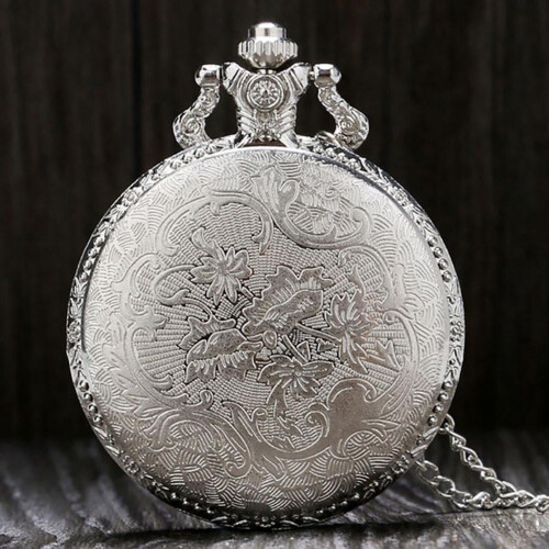 Colar com pingente vintage de relógio de bolso de quartzo 2
