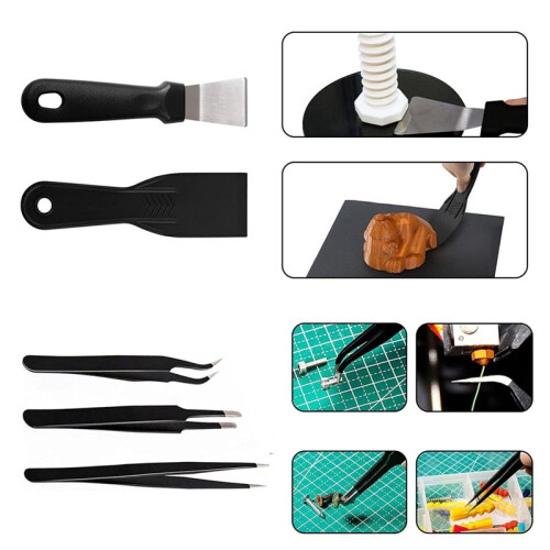 3D Printer Tools Kit Essential,3D Printing Tools Kit,3D-Skrivartillbehör,Gradningsverktyg,Trådskärare,Borr,Skrapa 2