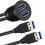 Dual USB 3.0 AUX Flush Mount Car Mount Extension Cable 3ft 2