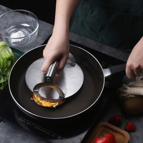 Πρέσα για Burger Smasher 430 από ανοξείδωτο ατσάλι, ασημί, 1 τεμάχιο, για φίλους που τους 2