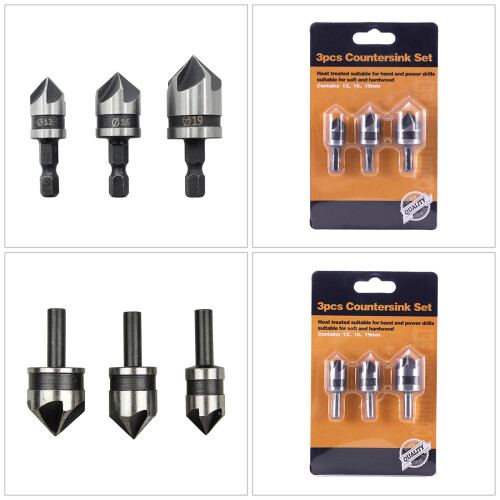 Pack Of 3 High Carbon Steel 90 Degree Countersink Drill Bits-1 1