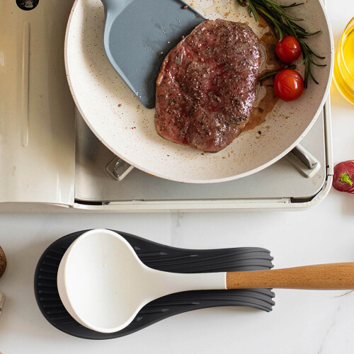 Black Silicone Utensil Rest Tray – Thickened 1