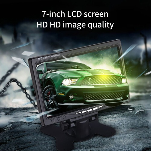 Monitor universal de LCD HD de 7 polegadas para carro, 9-35V, entrada de vídeo dupla, compatível com a maioria dos veículos. 2