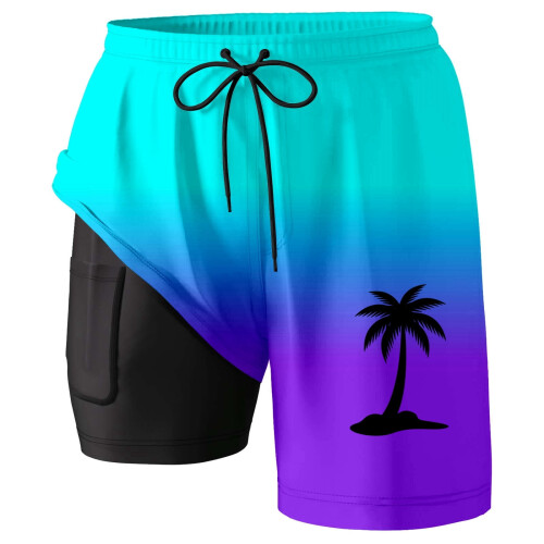 Ανδρικό σορτς τρεξίματος 2 σε 2, γρήγορο στέγνωμα για την παραλία, αθλητικό σορτς 2