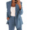 (XL,Blue)Women Blazer Plain Long Sleeve Office Lapel Blazer Suit Casual Coat Jacket Outerwear Multiple Sizes Available 1