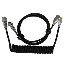 (Black) 1.5m Coiled Type C Cable For Mechanical Keyboard Aviator Connector Personalized