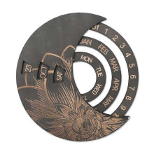 (Dark Gray) Wall Calendar Ornament Wooden Wall Calendar Round Study Calendar Craft Decoration Gift