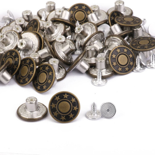 Brass Jean Buttons 50Pcs 17mm for Button Installation on Jeans 1