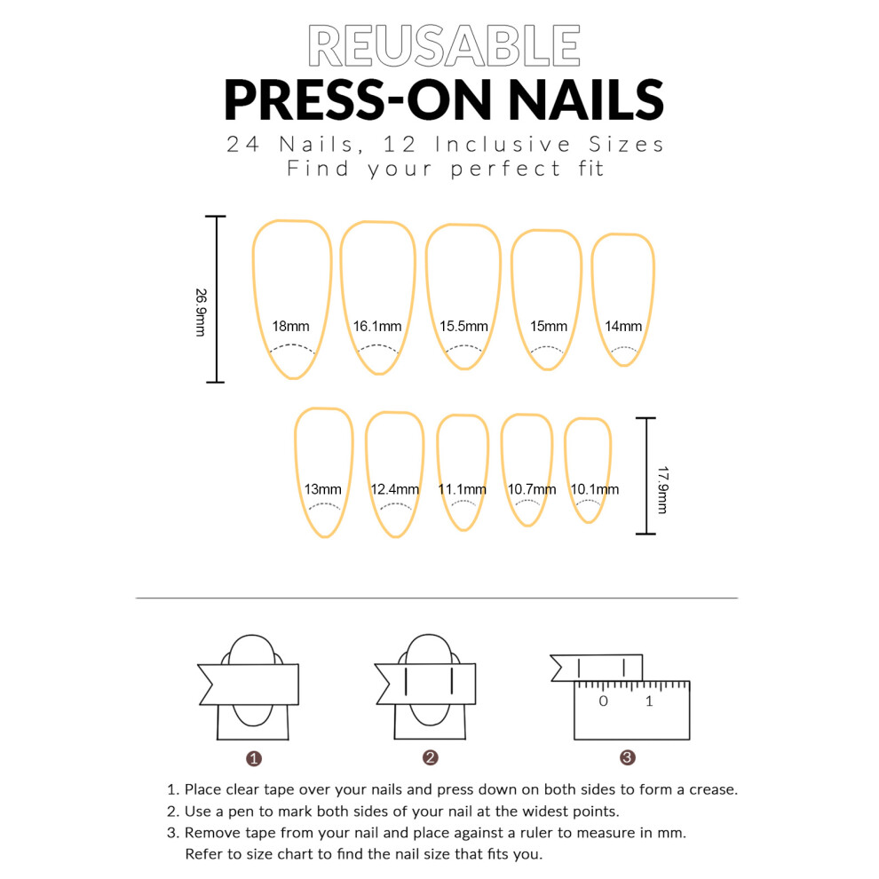 Reach-Tools Stage Nude Almond Press-On Nails, Chip-Proof & Smudge-Proof