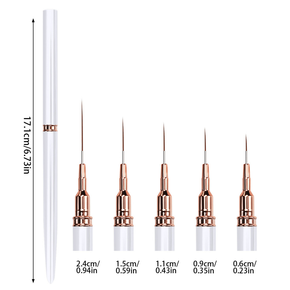 Creation-3C (White) 5Pcs Nail Art Brushes For Beginners