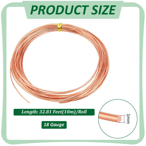 Copper Wire 18 Gauge Round Soft 32.81 Feet 1