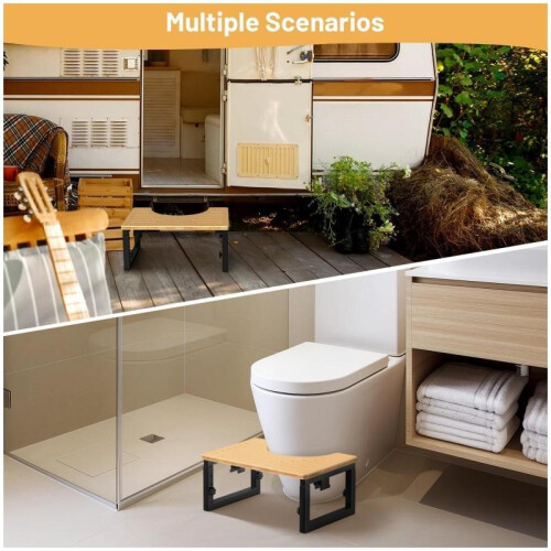(White)Portable Folding Toilet Stool Adjustable Height Bathroom Step Stool Non-Slip Shower Footstool 2