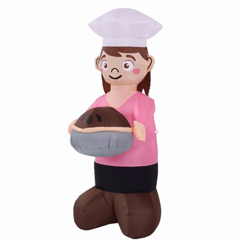 Inflatable Girl with Cake Decor and LED Lights 6 Ft 1