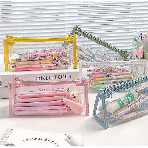 (Pink) Clear Pencil Case See Through Pencil Case (Pink) 2