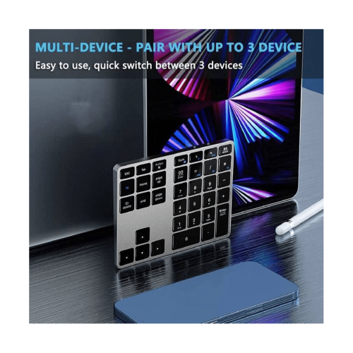 Tastierino numerico Bluetooth, 35 tasti numerici wireless, sottile e portatile per laptop, PC e desktop, argento 2