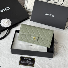 CHANEL Classic Flap Long Wallet | Caviar Leather Zip Around Wallet A0241