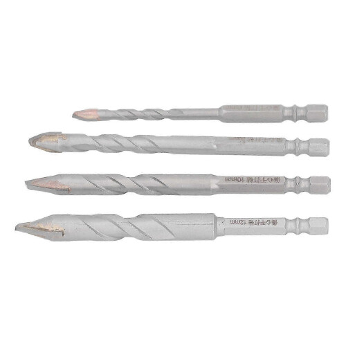 4Pcs Cemented Carbide Twisted Drill Bit Set Multifunctional Sandblast Threaded Masonry Drill Bit for Glass Ceramic 1