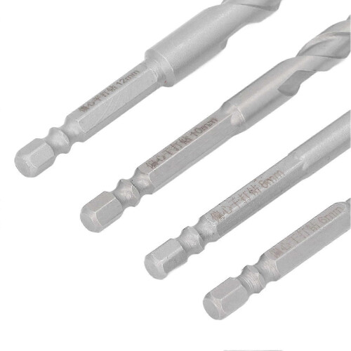 4Pcs Cemented Carbide Twisted Drill Bit Set Multifunctional Sandblast Threaded Masonry Drill Bit for Glass Ceramic 2